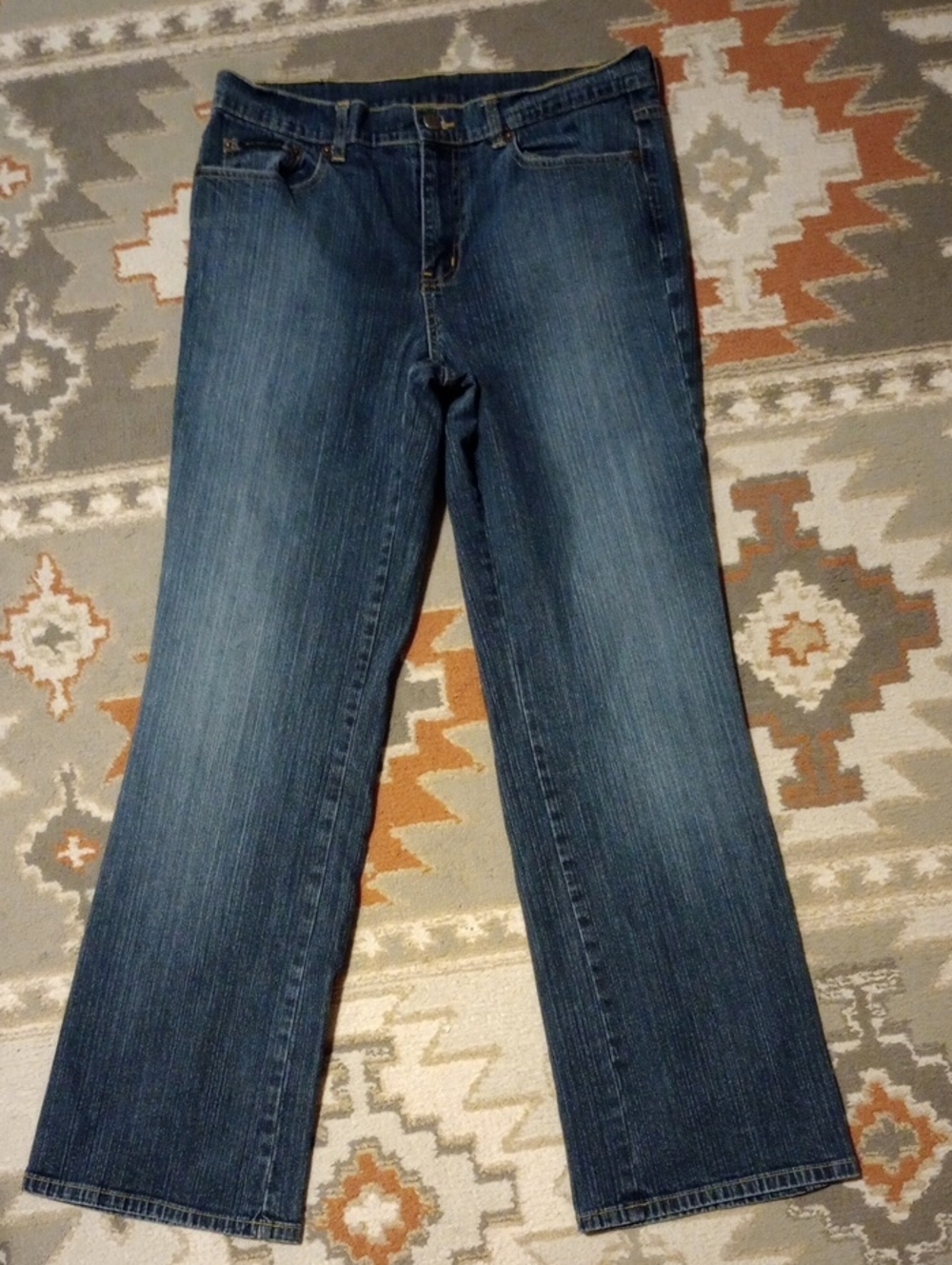 New York Company Women's Straight-Leg Jeans in Dark Blue Denim